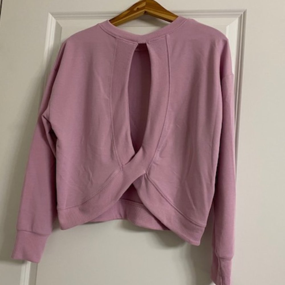 New AVIA l/s LILAC Purple OPEN Twist BACK TOP * SEXY * plain front * XS (0-2)